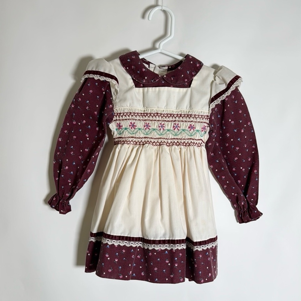 Vintage Polly Flinders Hand Smocked Dress Size 24m/2T/3T